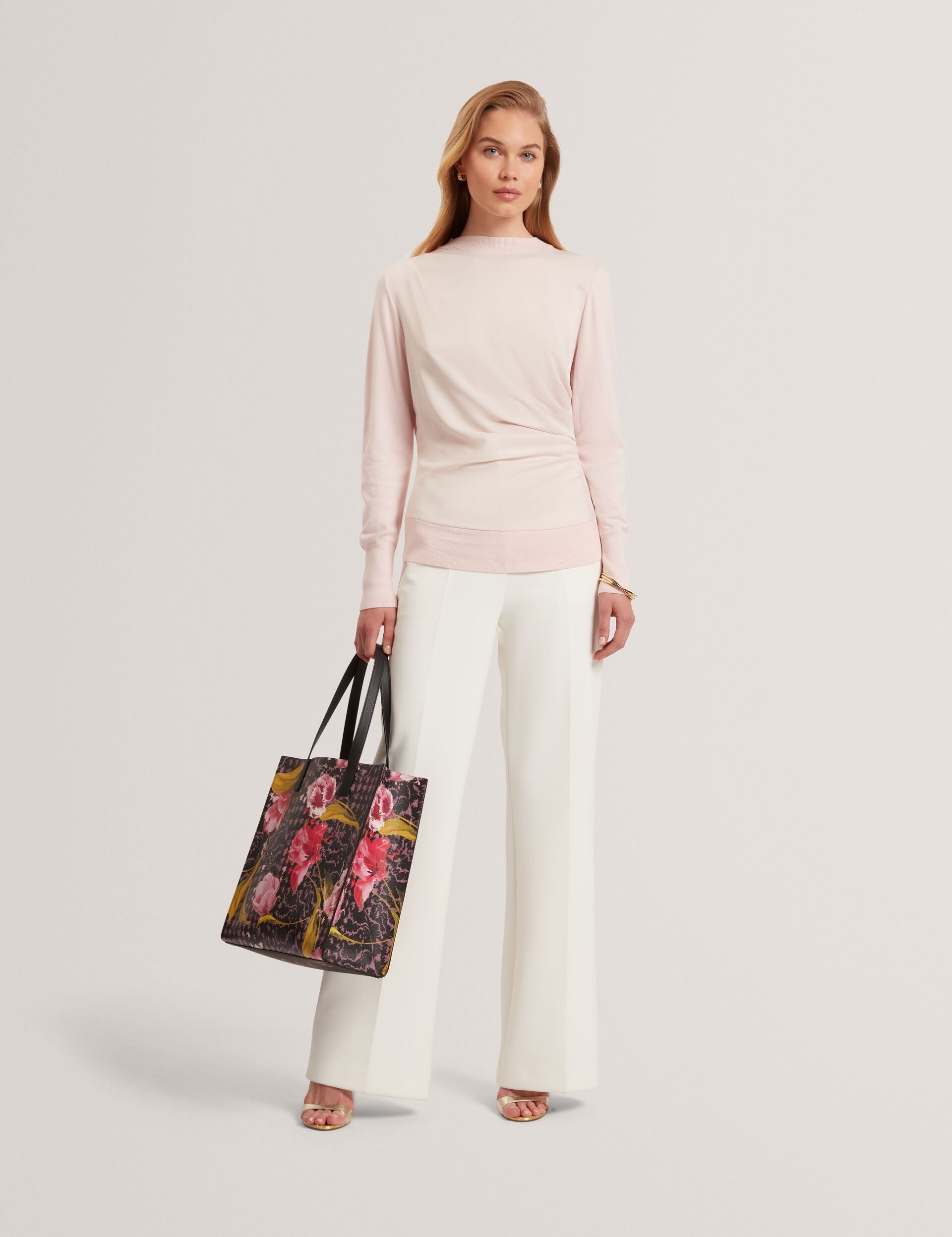 Ted Baker Leslay Draped Satin Front Fine Knit Top Women's