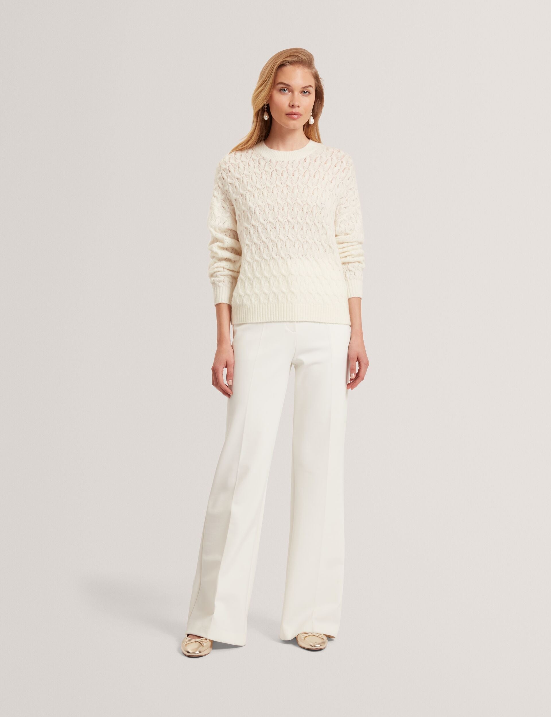 Ted Baker Jocieyy Pointelle Cable Knit Wool Jumper Women's