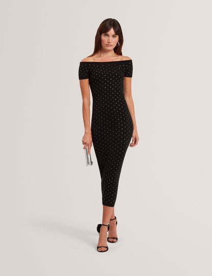 Ted Baker Jestaa Diamante Knit Bardot Bodycon Midi Dress Women's