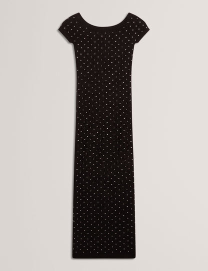 Ted Baker Jestaa Diamante Knit Bardot Bodycon Midi Dress Women's