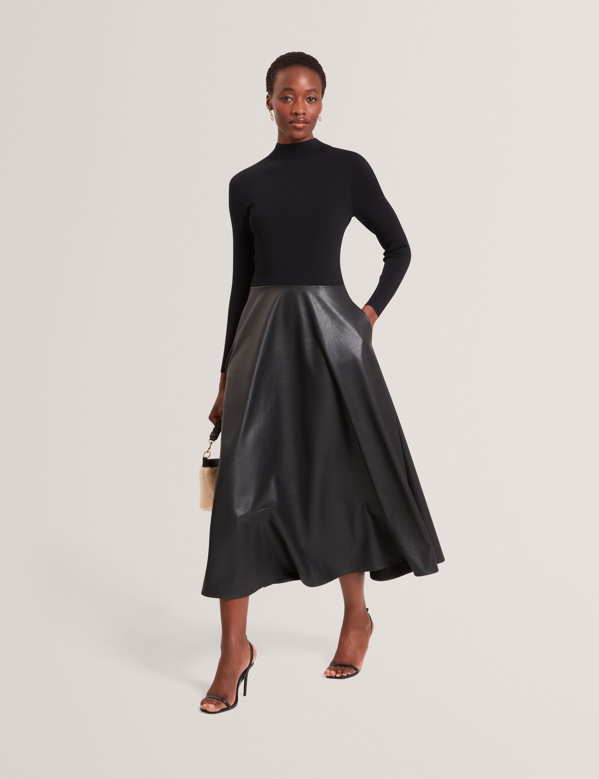 Ted Baker Noviva Knit Faux Leather Illusion Midi Dress Women's