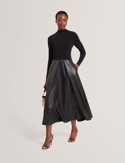 Ted Baker Noviva Knit Faux Leather Illusion Midi Dress Women's
