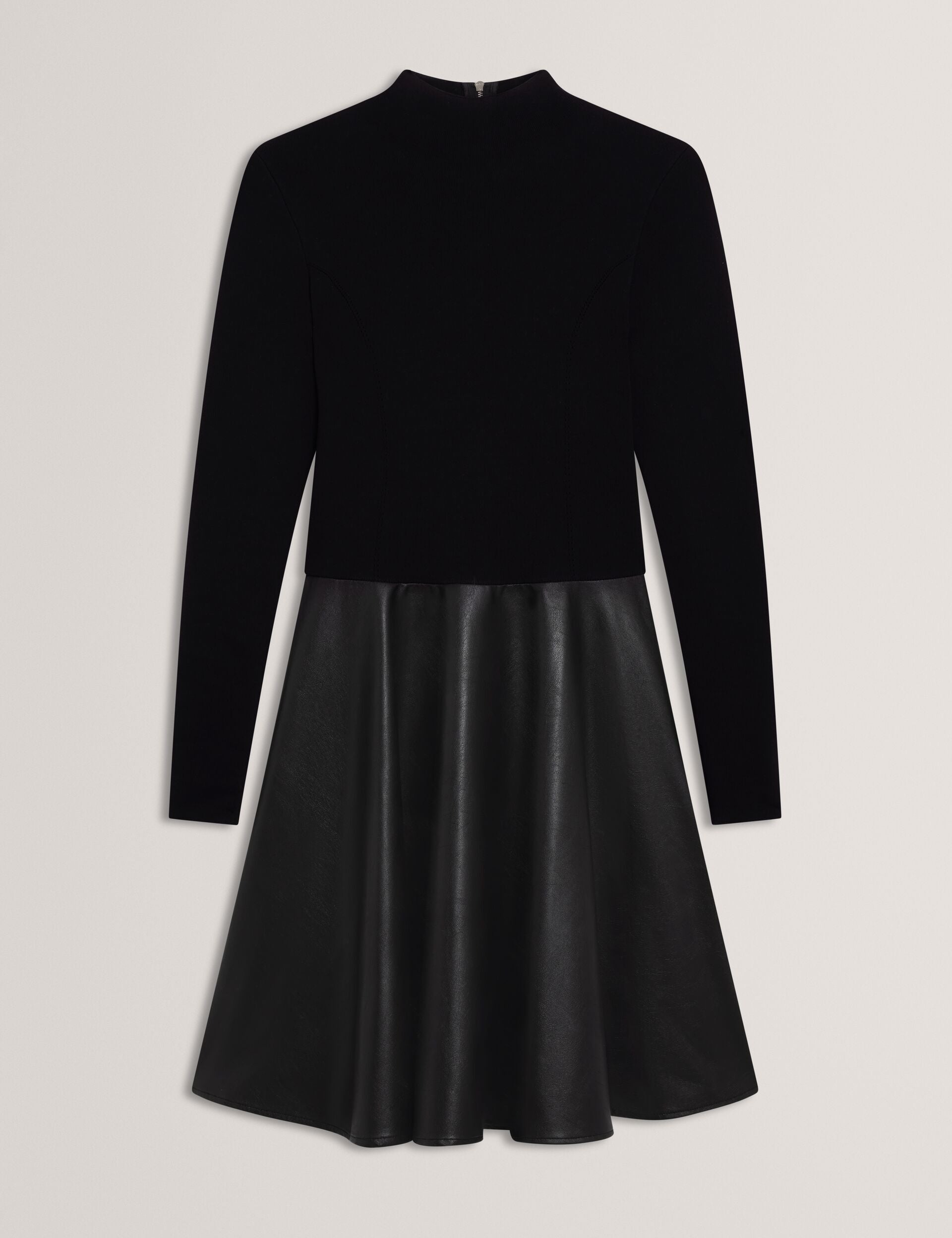 chinese dress ladies Sleeveless Knit Faux Leather Midi Dress | Labasa main image 1