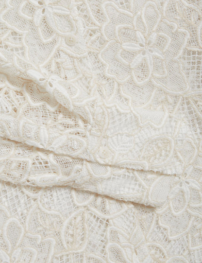 Ted Baker Blond Floral Lace Longline Cotton Shirt Women's