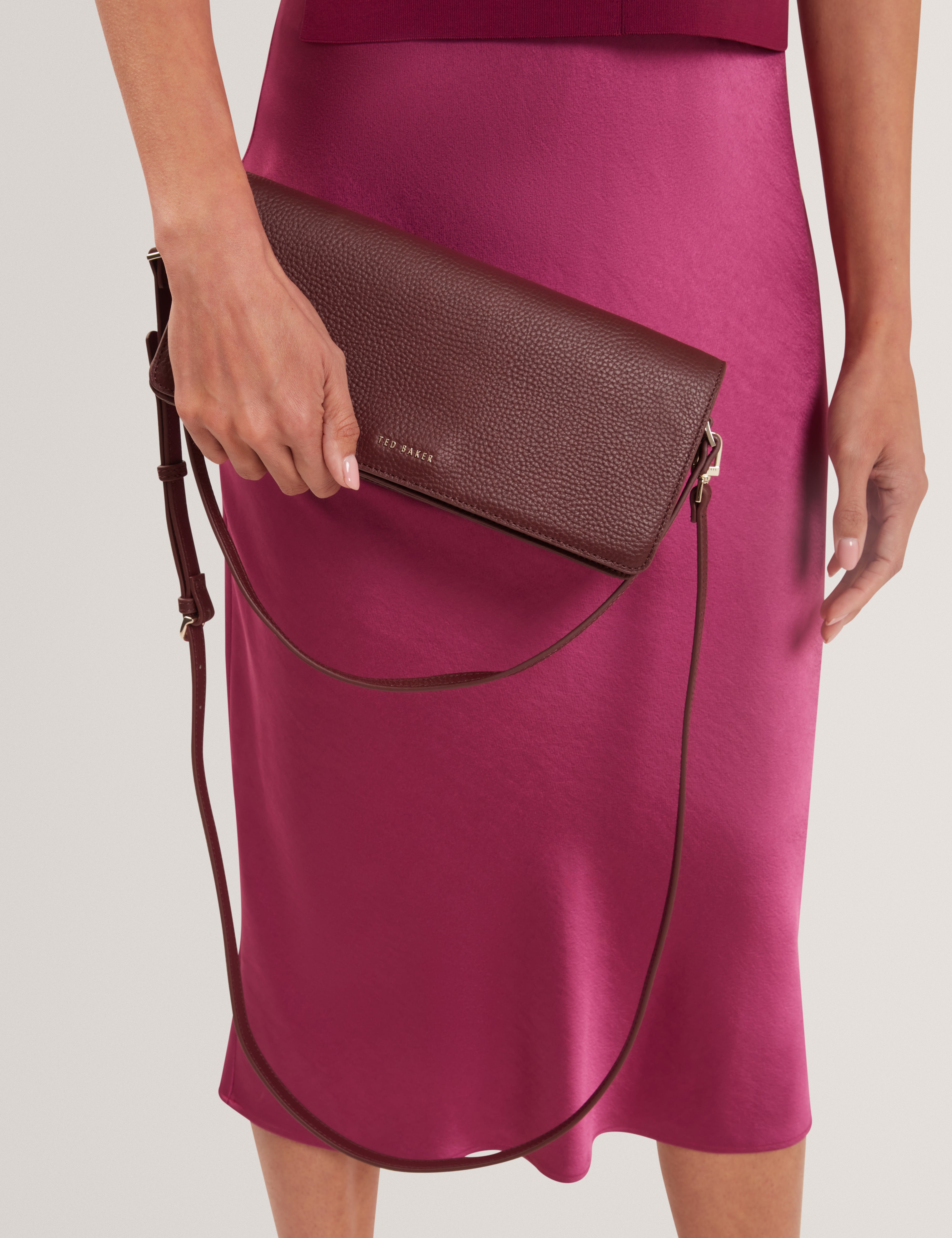 Ted Baker Twyyla Leather Foldover Baguette Shoulder Bag Women's