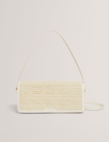 Ted Baker Pettria Raffia Panel Foldover Baguette Shoulder Bag Women's
