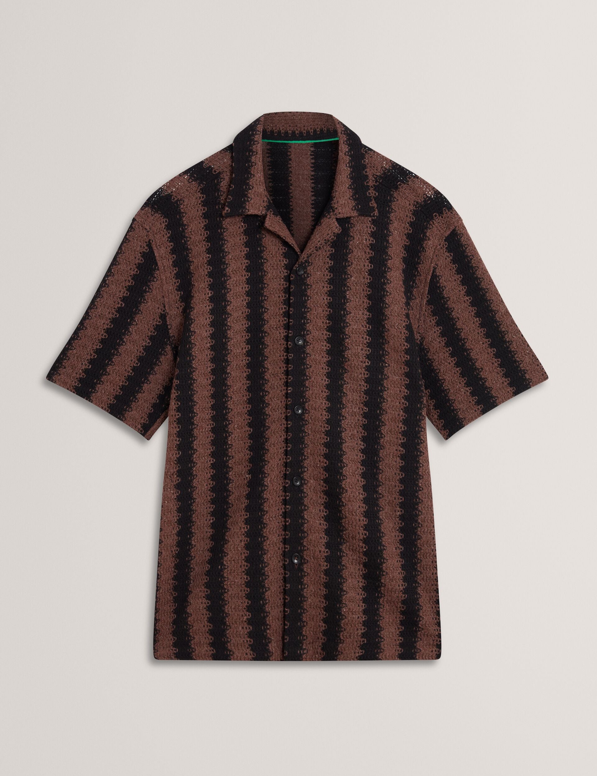 Ted Baker Monier Short Sleeve Relaxed Striped Crochet Shirt