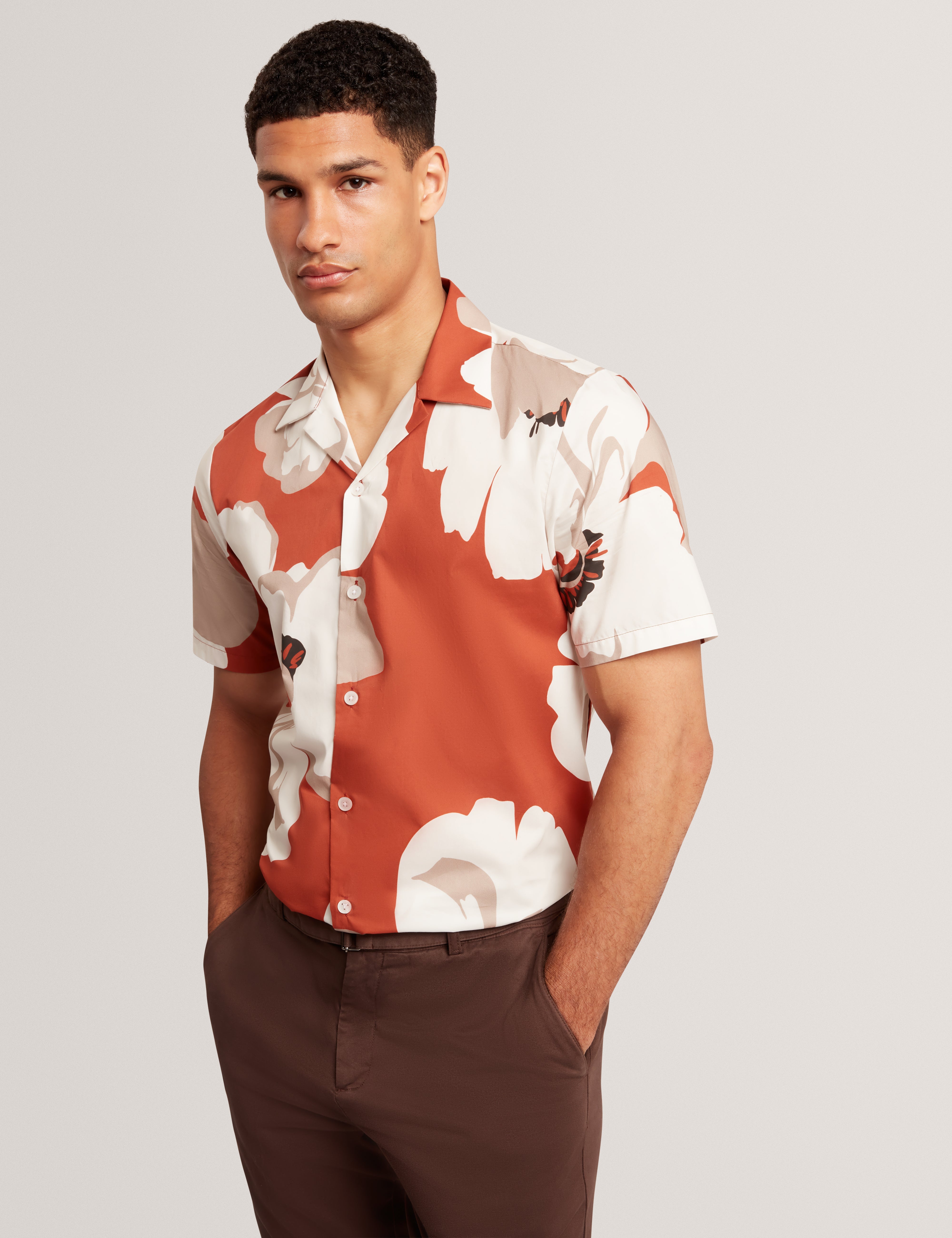 Ted Baker Hebbden Floral Graphic Relaxed Short Sleeve Shirt