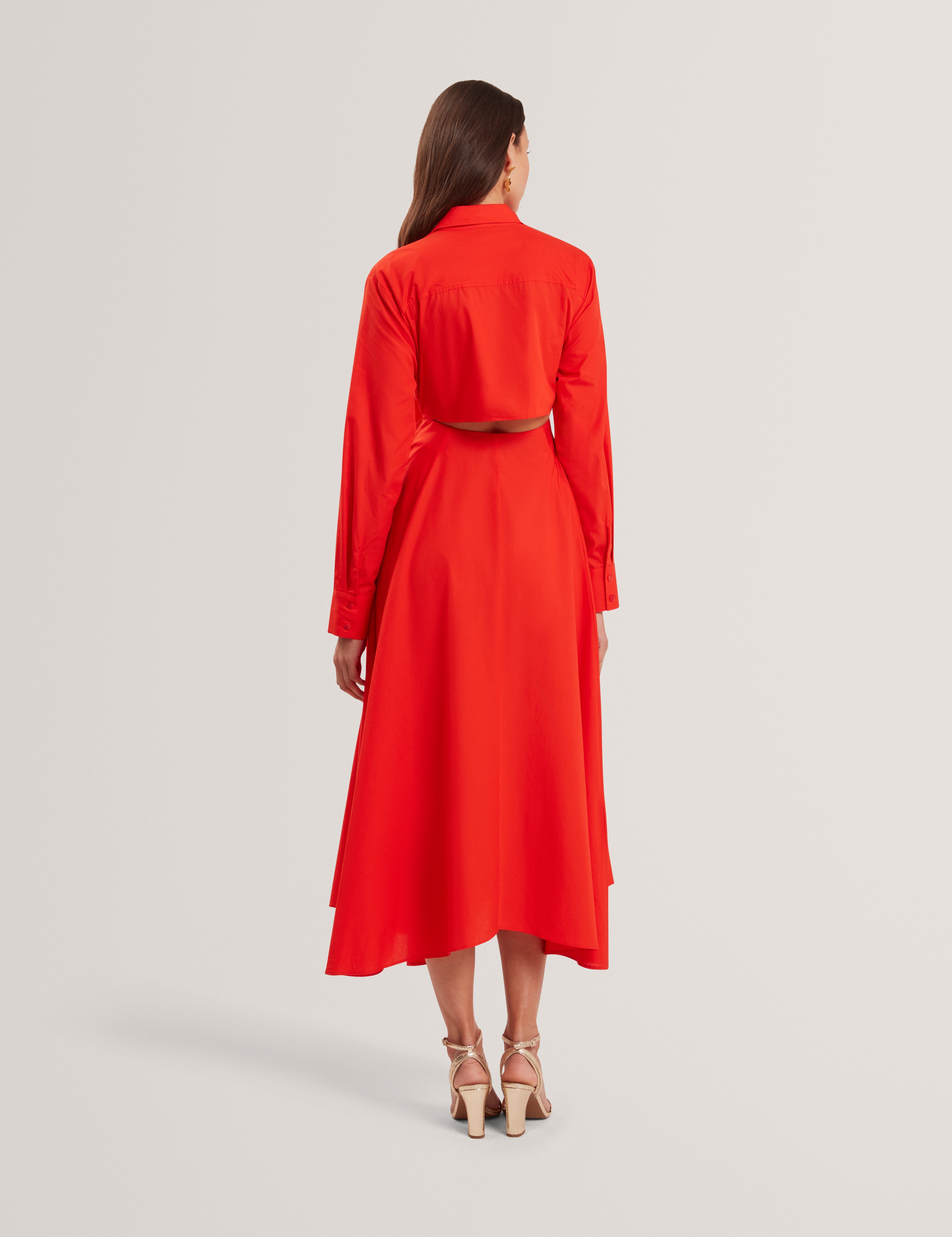 Ted Baker Ellisia Cotton Wrap Cut Out Midi Shirt Dress Women's