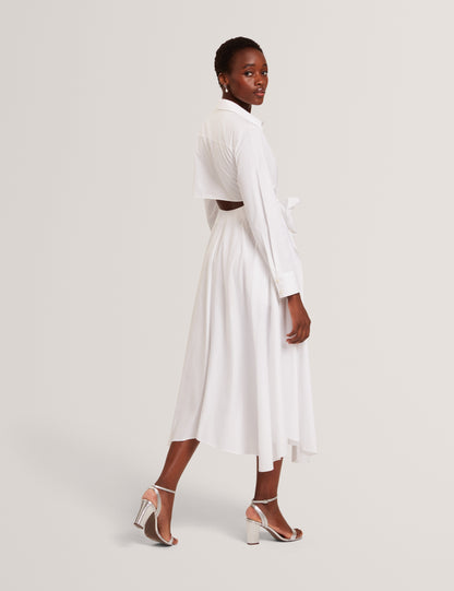 Ted Baker Ellisia White Cotton Wrap Cut Out Midi Shirt Dress Women's