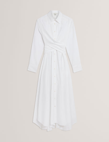 Ted Baker Ellisia White Cotton Wrap Cut Out Midi Shirt Dress Women's