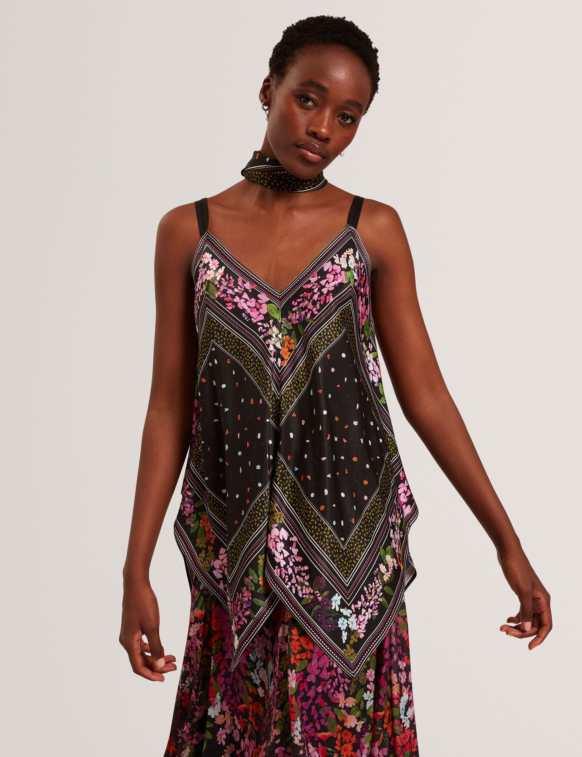 Ted Baker Ayyla Scarf Print Handkerchief Hem Cami Top Women's