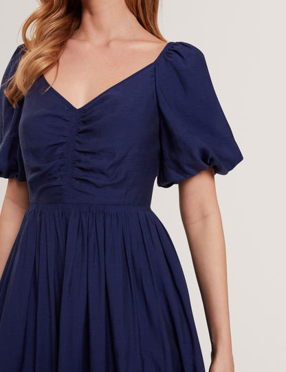Ted Baker Orlaah Puff Sleeve Ruched Detail V Neck Midi Dress Women's