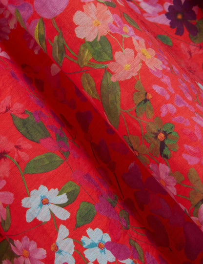 Ted Baker Sianna Blossom Print Puff Sleeve Aline Midi Dress Women's