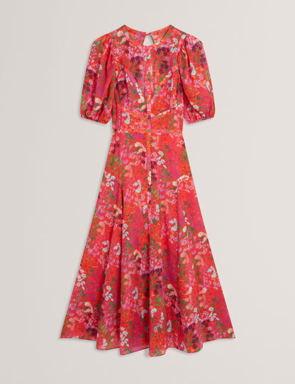 Ted Baker Sianna Blossom Print Puff Sleeve Aline Midi Dress Women's