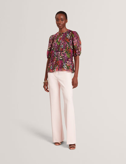 Ted Baker Hahtie Blossom Print Puff Sleeve Woven Blouse Women's