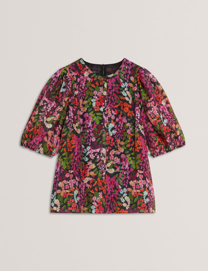Ted Baker Hahtie Blossom Print Puff Sleeve Woven Blouse Women's