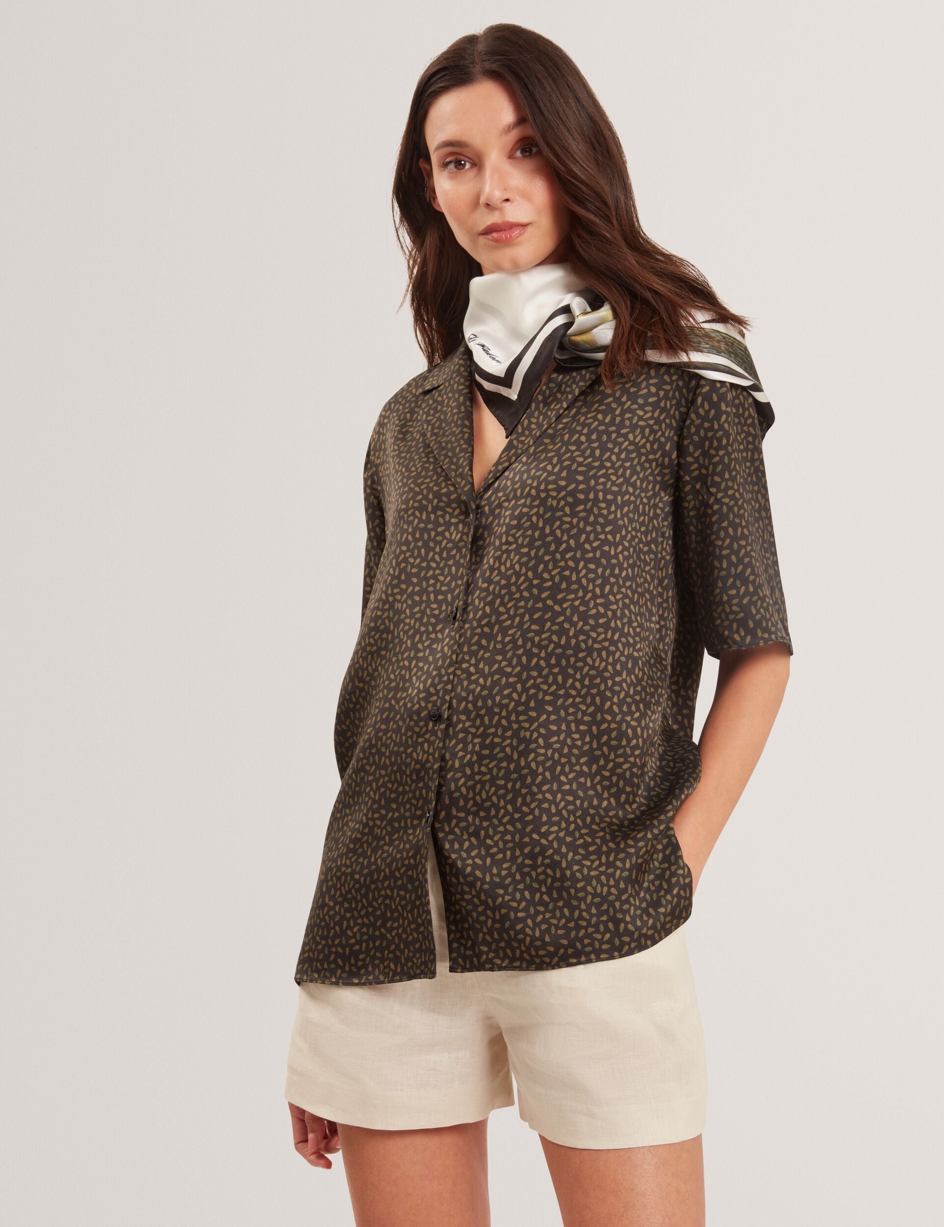 Ted Baker Ayyka Oversized Ditsy Print Short Sleeve Shirt Women's