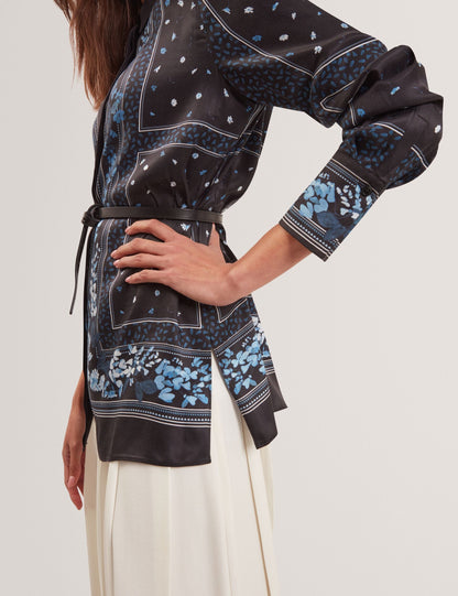 Ted Baker Nohva Floral Scarf Print Longline Relaxed Shirt Women's
