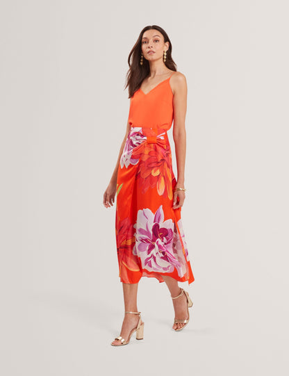 Ted Baker Neoa Bold Floral Print Wrapover Midi Skirt Women's