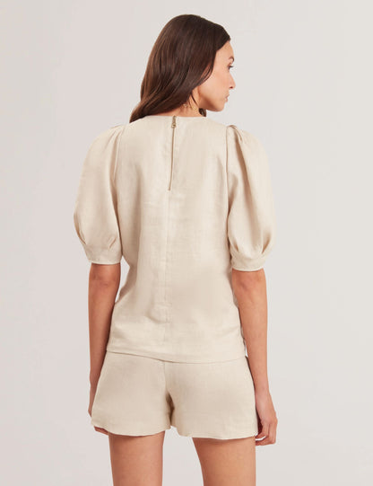 Ted Baker Limarie Shaped Puff Sleeve Pure Linen Top Women's