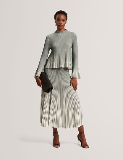 Ted Baker Aeris Striped Rib Knit Flared Long Sleeve Top Women's