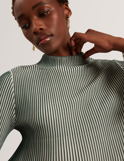 Ted Baker Aeris Striped Rib Knit Flared Long Sleeve Top Women's