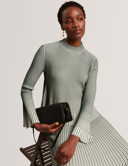 Ted Baker Aeris Striped Rib Knit Flared Long Sleeve Top Women's