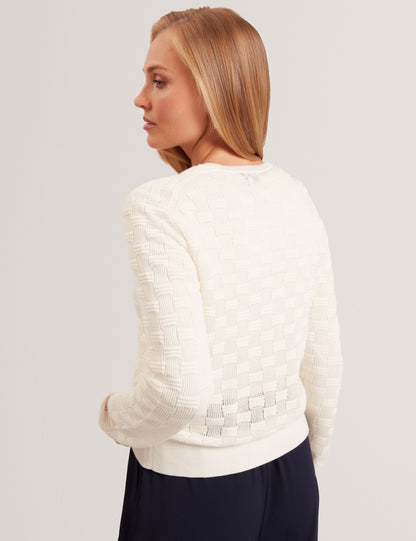 Ted Baker Cahrie Silk Blend Textured Knit Crew Neck Cardigan Women's