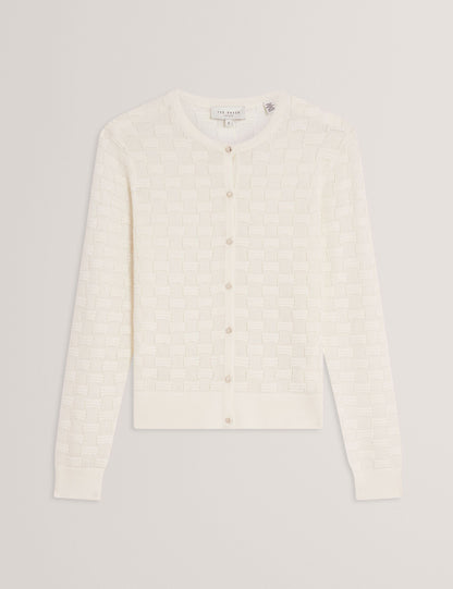 Ted Baker Cahrie Silk Blend Textured Knit Crew Neck Cardigan Women's