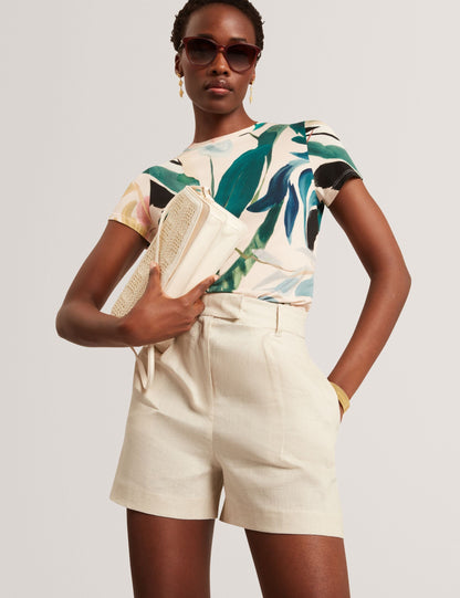 Ted Baker Spira Pure Linen High Waisted Tailored Shorts Women's