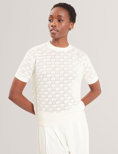 Ted Baker Emeta Silk Blend Textured Knit Short Sleeve Top Women's