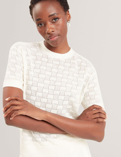 Ted Baker Emeta Silk Blend Textured Knit Short Sleeve Top Women's