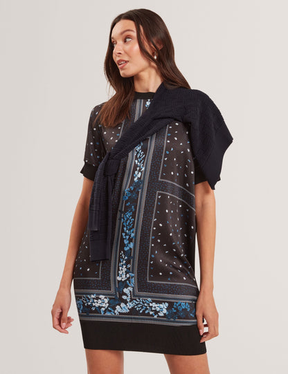 Ted Baker Azzala Blue Scarf Print Knitted Boxy Tshirt Dress Women's  Kicks  Machine