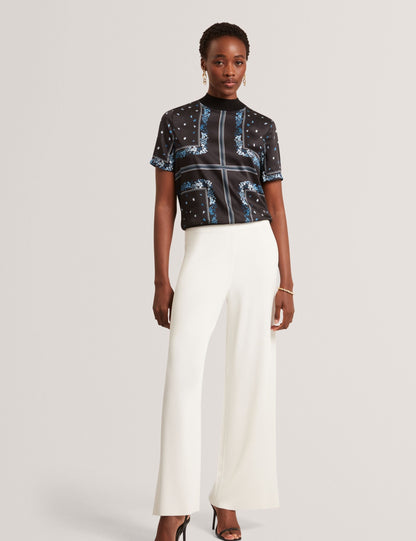 Ted Baker Almaaz Scarf Print Knitted Short Sleeve Top Women's