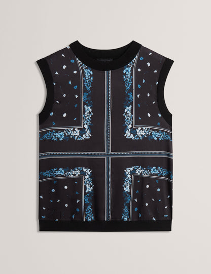 Ted Baker Ailii Scarf Print Woven Front Knit Tank Top Women's