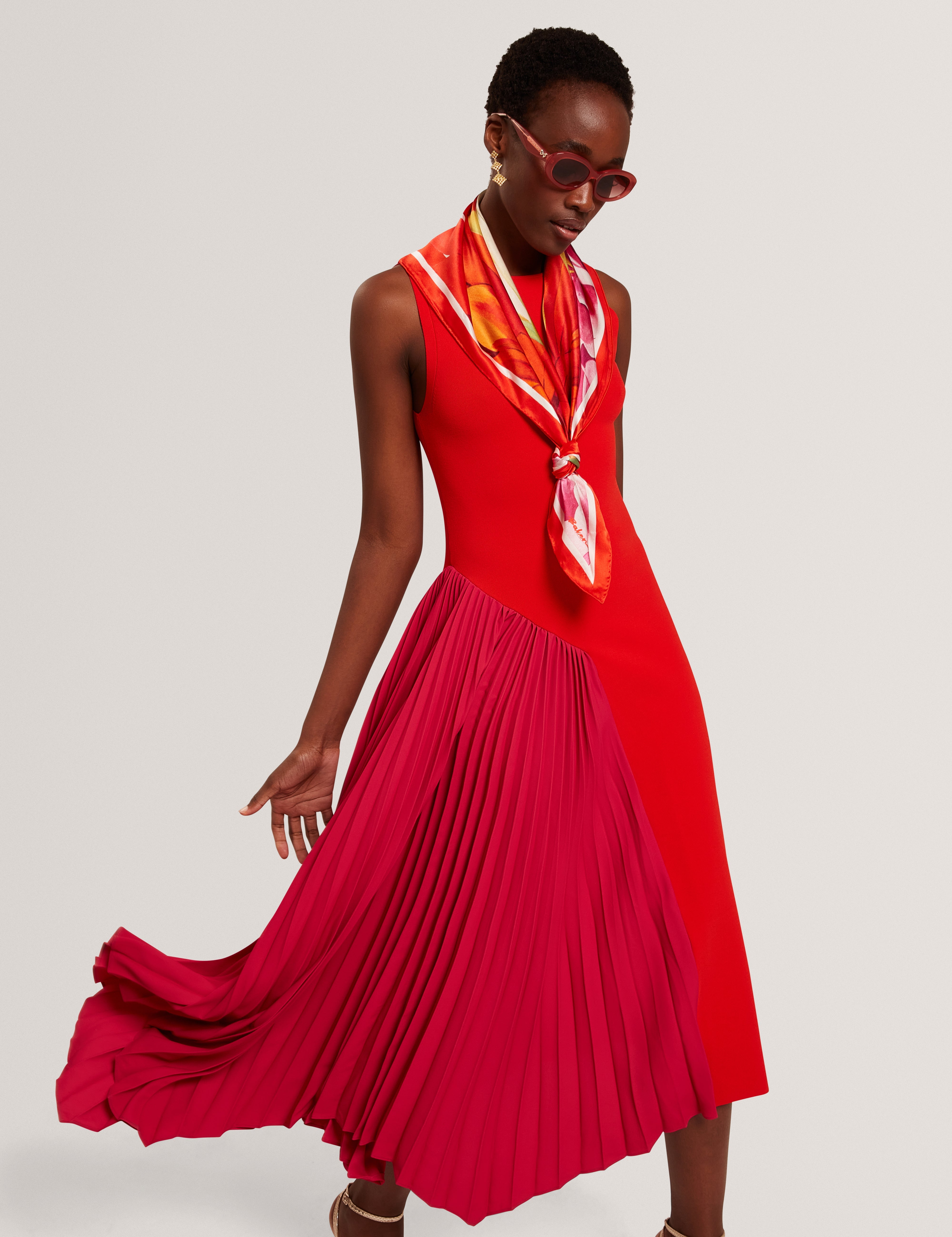 Ted Baker Zeera Colour Block Pleated Panel Midi Dress Women's