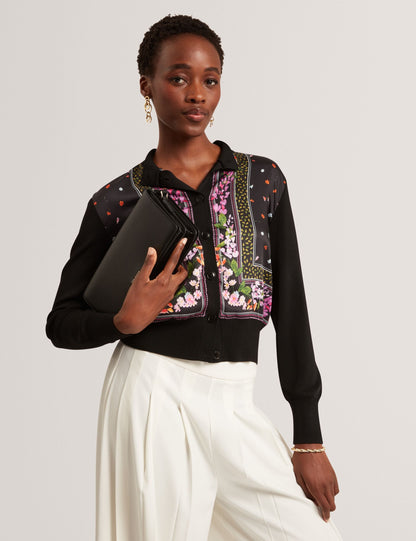 Ted Baker Demili Printed Front Cropped Knitted Cardigan Women's