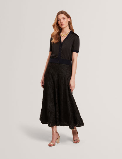 Ted Baker Ofina Woven Front Silk Blend Short Sleeve Cardigan Women's
