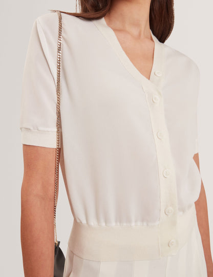 Ted Baker Ofina Woven Front Silk Blend Short Sleeve Cardigan Women's