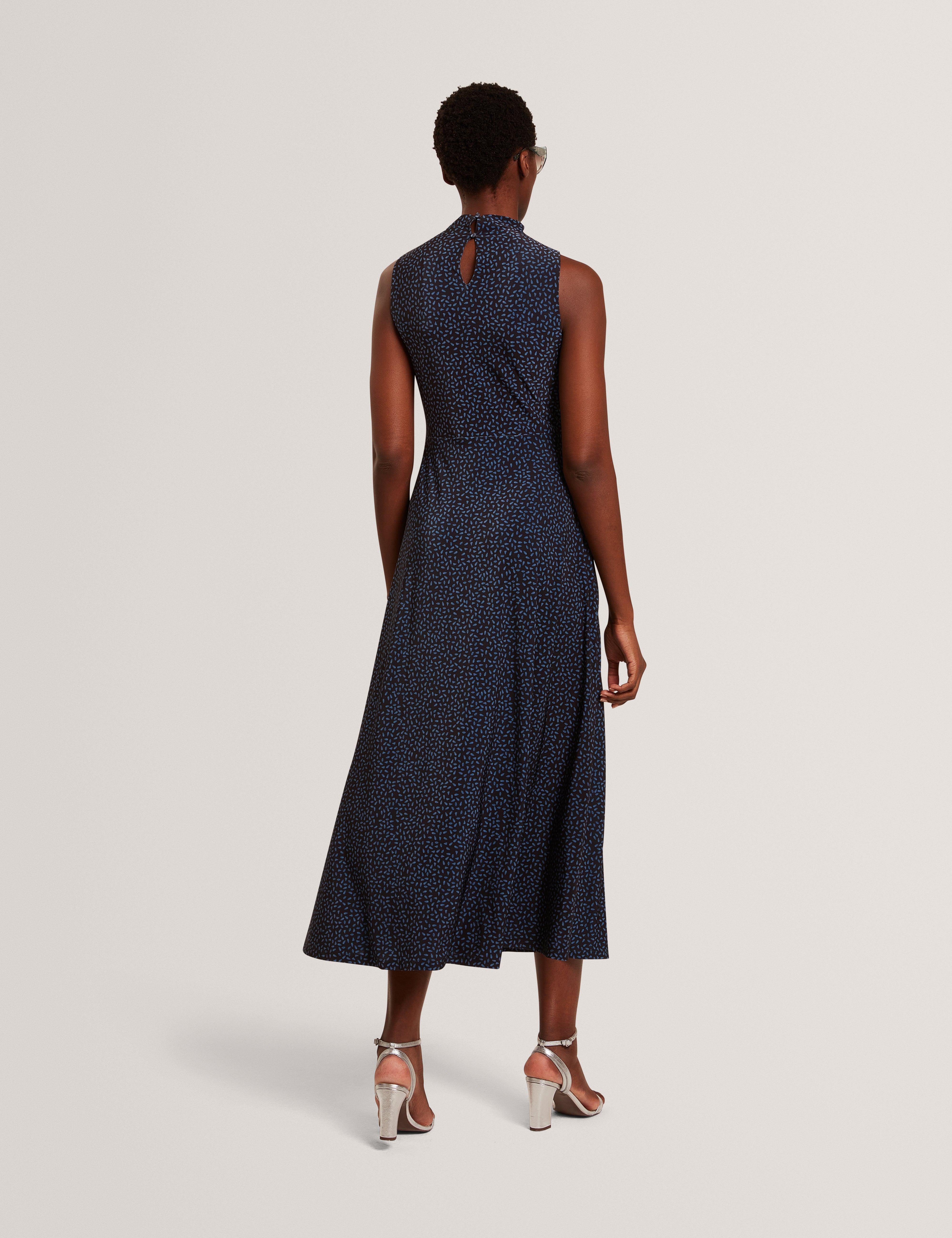 Ted Baker Inisha Ditsy Print Mock Neck Aline Midi Dress Women's