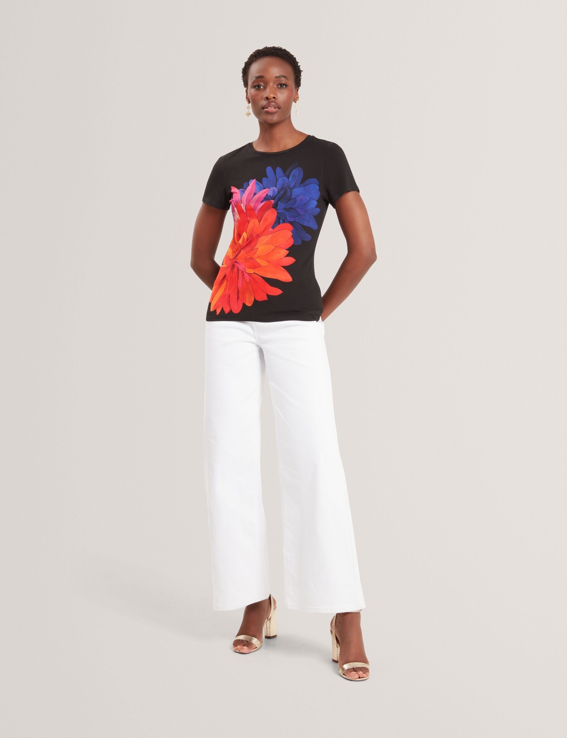 Ted Baker Riccia Floral Graphic Fitted Jersey Tshirt Women's