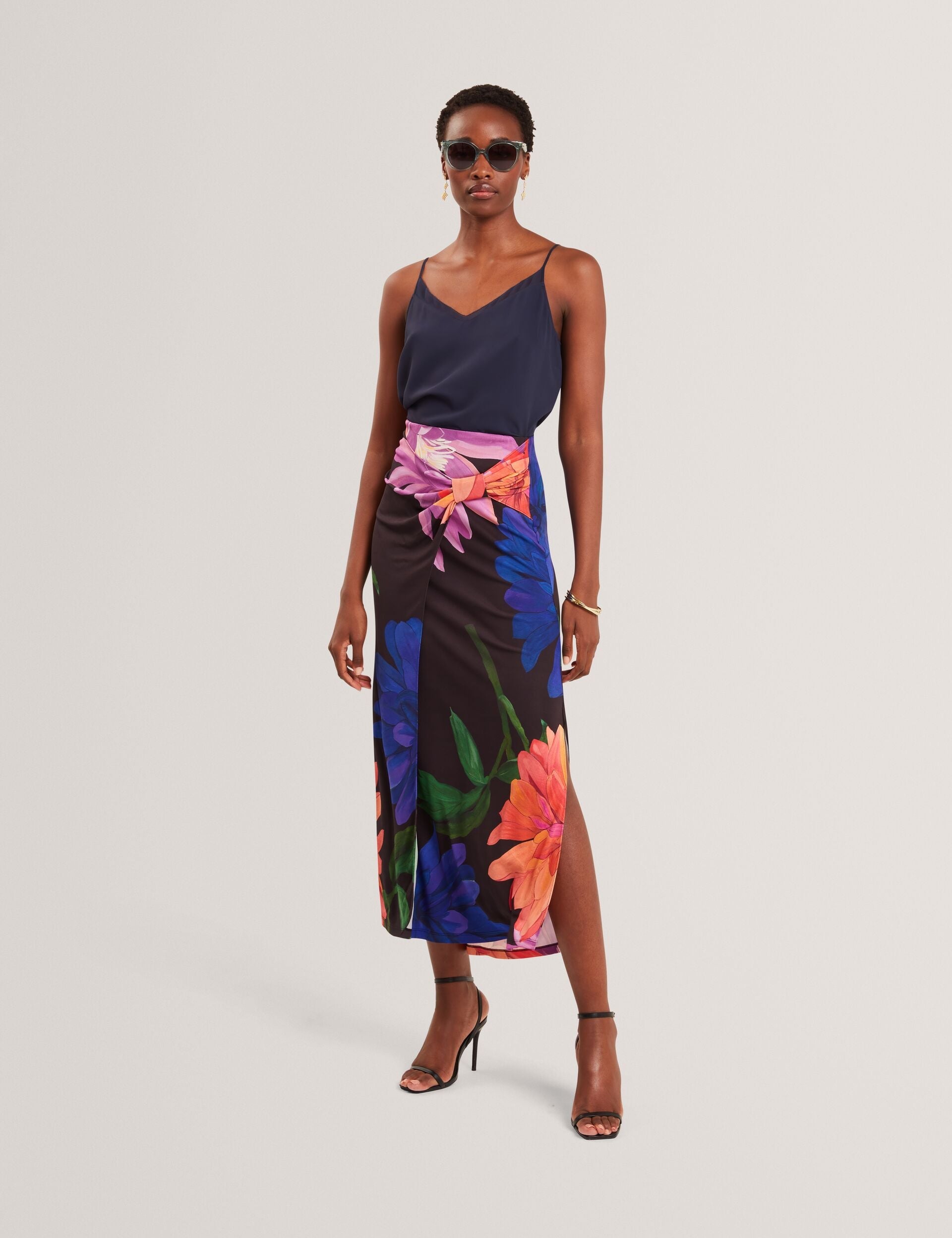 Ted Baker Varnia Dahlia Floral Print Wrapover Midi Skirt Women's