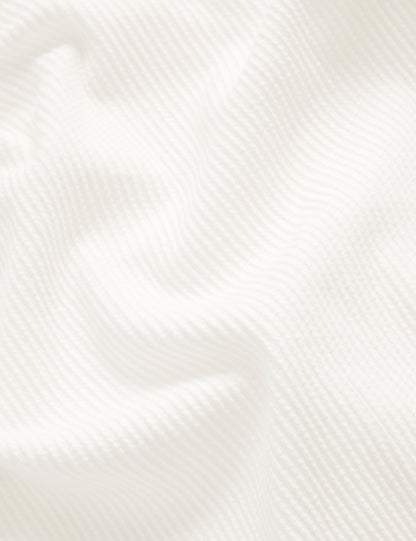 Ted Baker Aindrea White Textured Rib Open Neck Knitted Polo Shirt