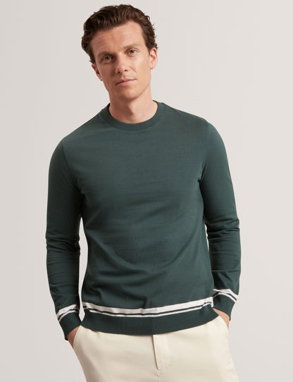 Ted Baker Friso Block Stripe Trim Knitted Cotton Jumper