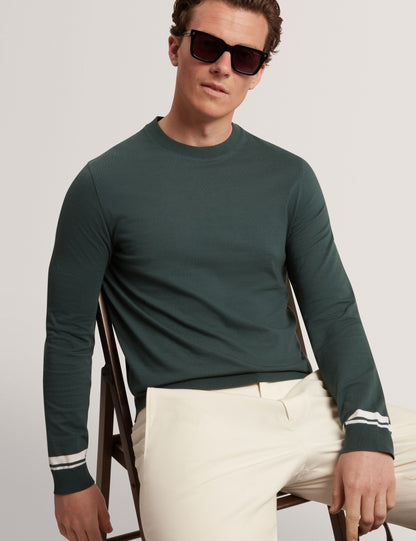 Ted Baker Friso Block Stripe Trim Knitted Cotton Jumper