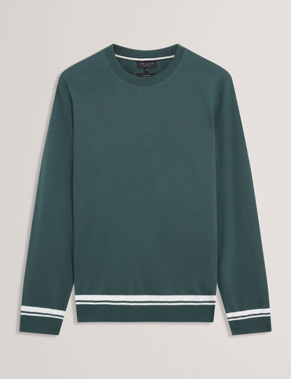 Ted Baker Friso Block Stripe Trim Knitted Cotton Jumper