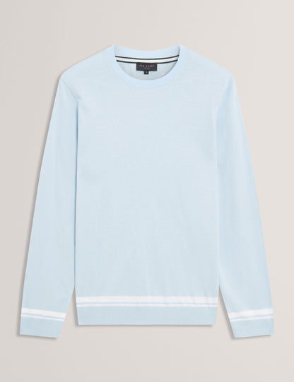 Ted Baker Friso Block Stripe Trim Knitted Cotton Jumper