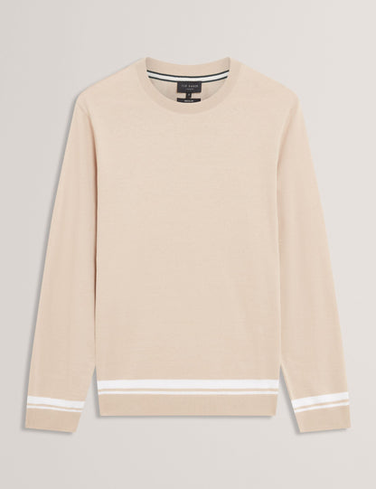 Ted Baker Friso Block Stripe Trim Knitted Cotton Jumper