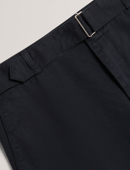 Ted Baker Armodo Black Tapered Fit Belted Cotton Trousers